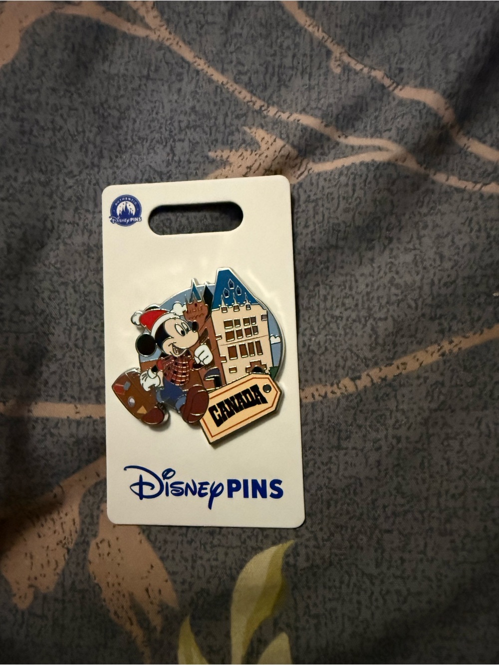 Disney Mickey Mouse Canada Enamel Brooch – Blue, Red, Brown, Tan
